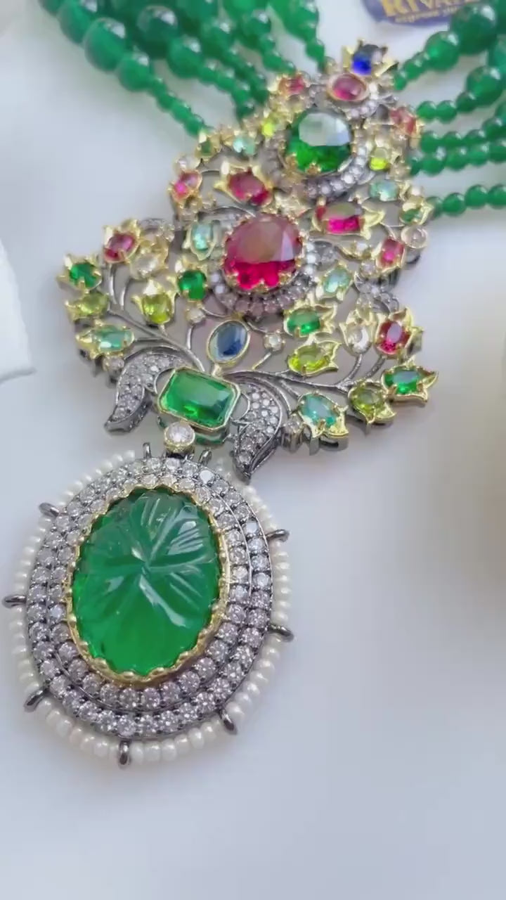 Miha Emerald Sabya inspired choker Necklace Indian Jewelry Indian Choker Indian Wedding Choker  Jewelry Sabhyasachi Necklace