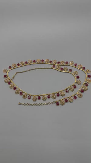 Ruby Gold Polki Belly Chain/ Kamarbandh// Indian Jewelry/ Indian waist chain/ Jewelry Belt/ South Jewelry/ Boho Jewelry/ Ethnic Jewelry