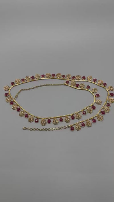 Ruby Gold Polki Belly Chain/ Kamarbandh// Indian Jewelry/ Indian waist chain/ Jewelry Belt/ South Jewelry/ Boho Jewelry/ Ethnic Jewelry