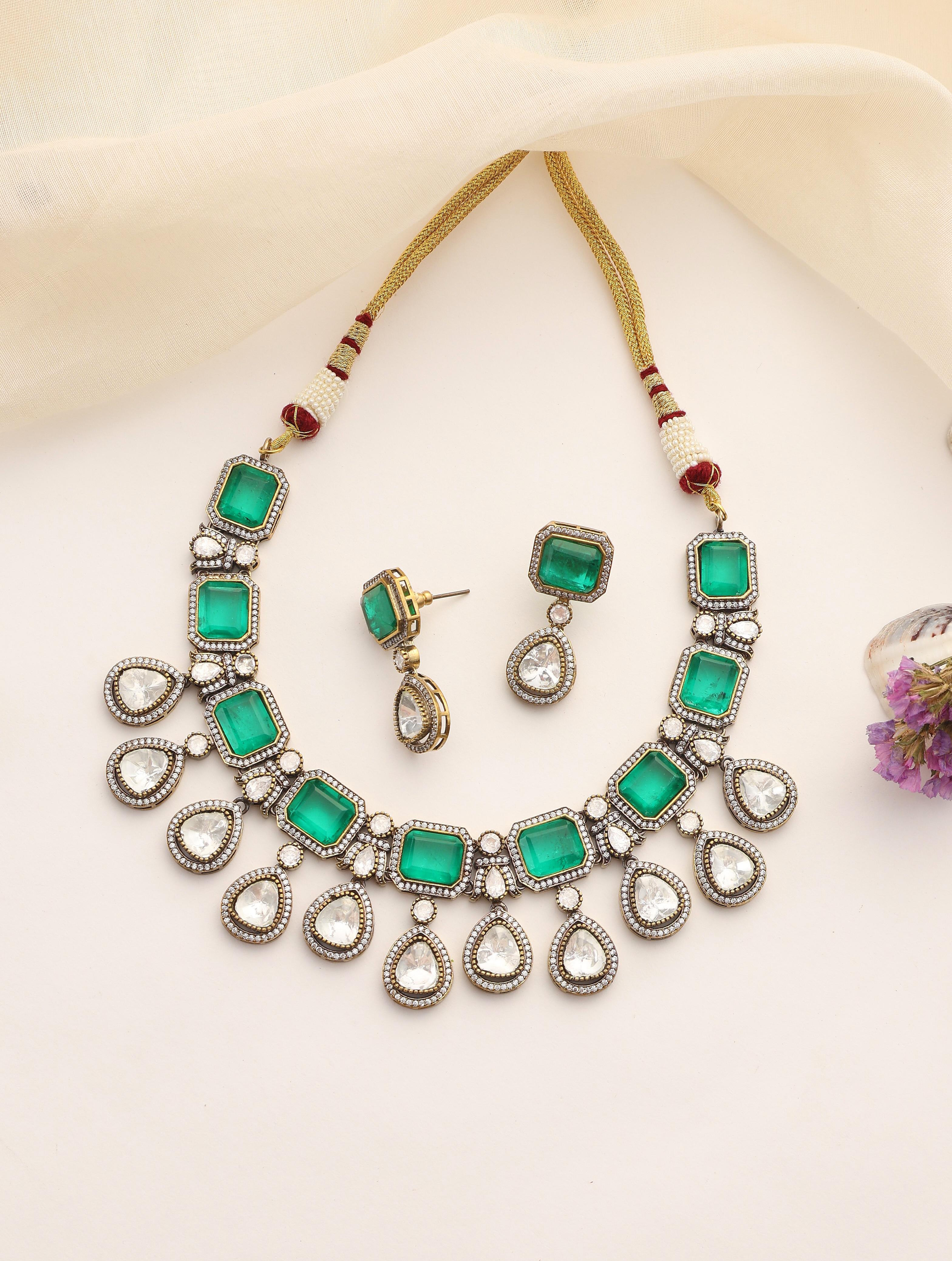 Rajvi Kundan Royale Choker Necklace Set with Earrings