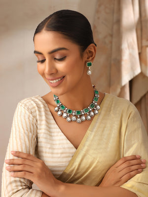 Rajvi Kundan Royale Choker Necklace Set with Earrings