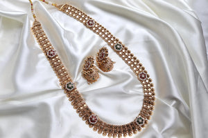 Rajwada Long Meenakari Kundan Necklace Set with Jhumkas – Gold & Multicolor