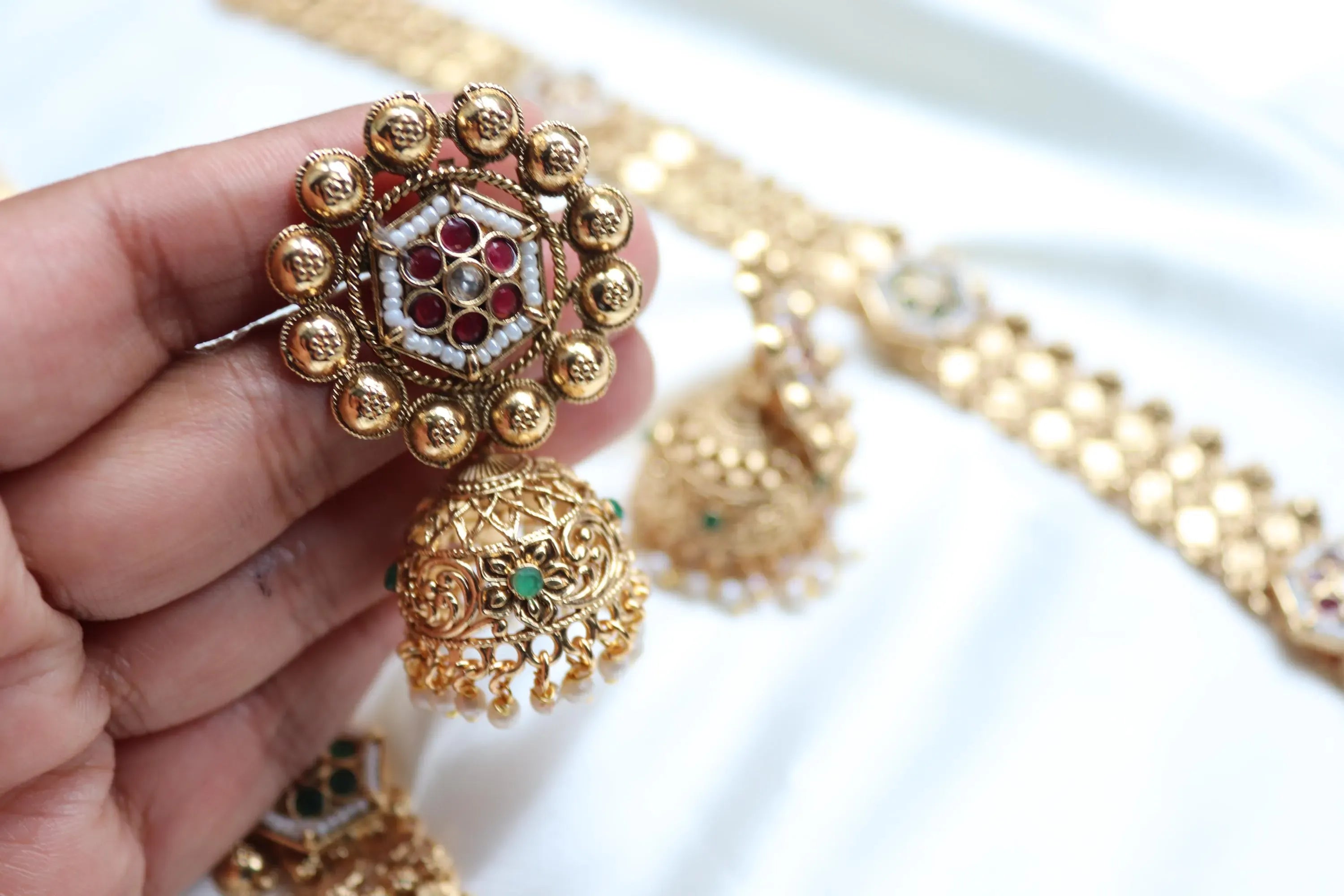 Rajwada Long Meenakari Kundan Necklace Set with Jhumkas – Gold & Multicolor