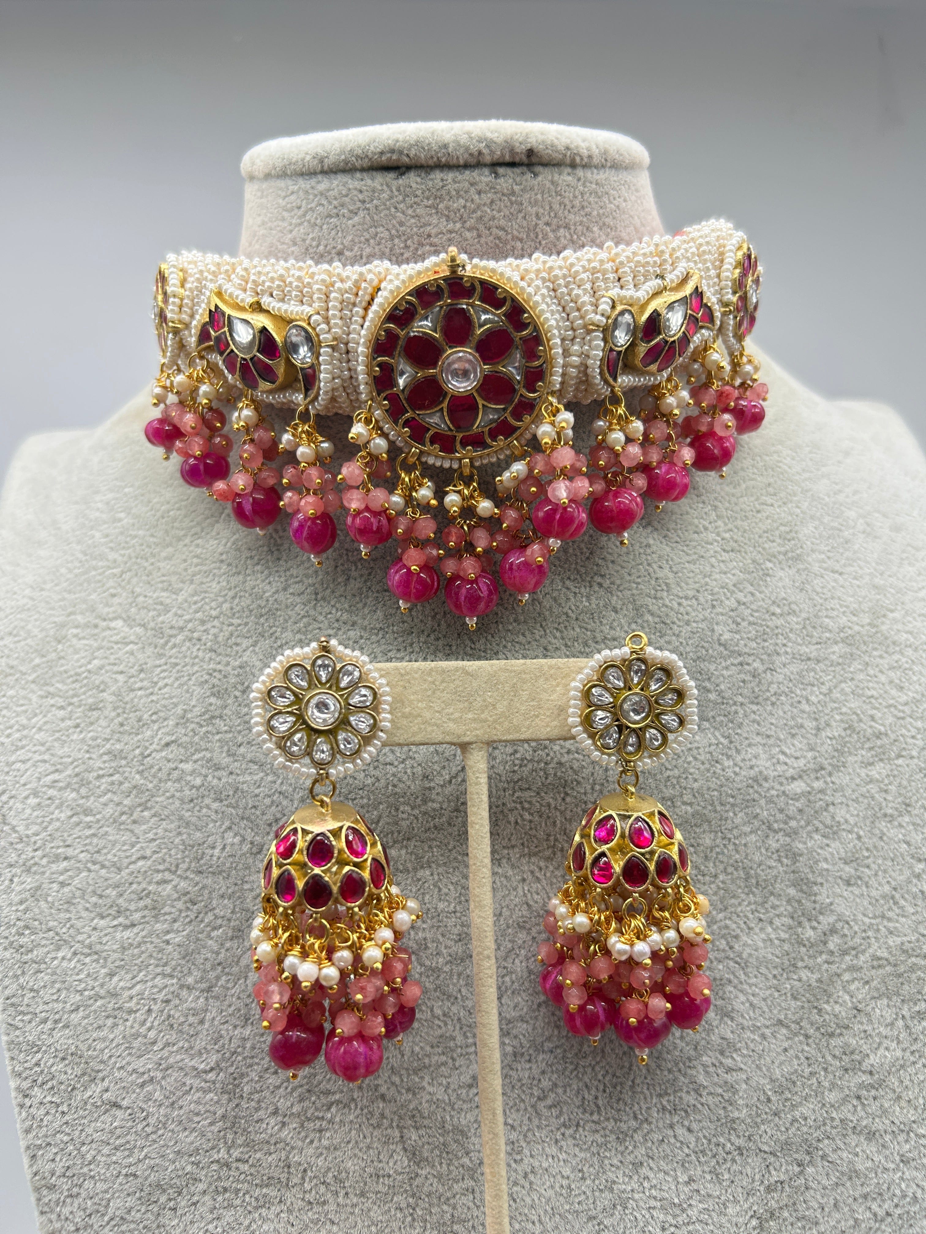 Rani Pink Jadau Kundan Choker Set