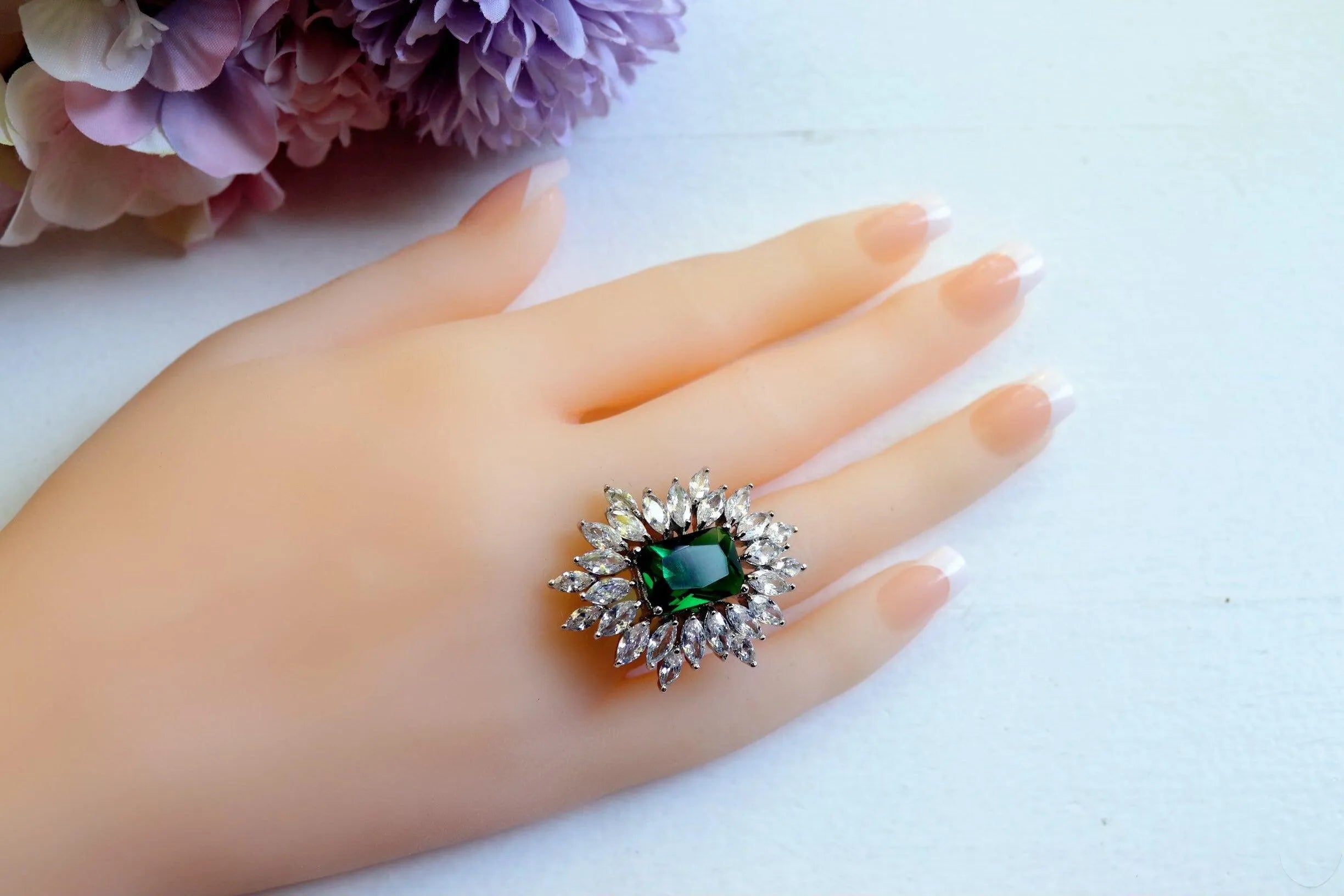 Adjustable CZ Cocktail Rings