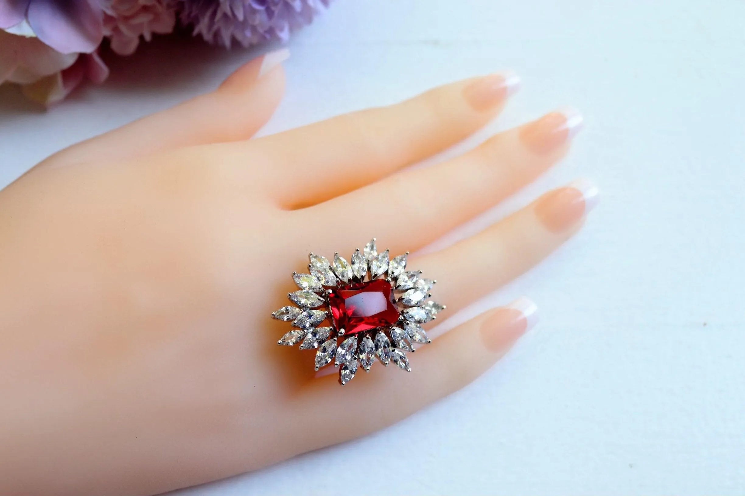 Adjustable CZ Cocktail Rings