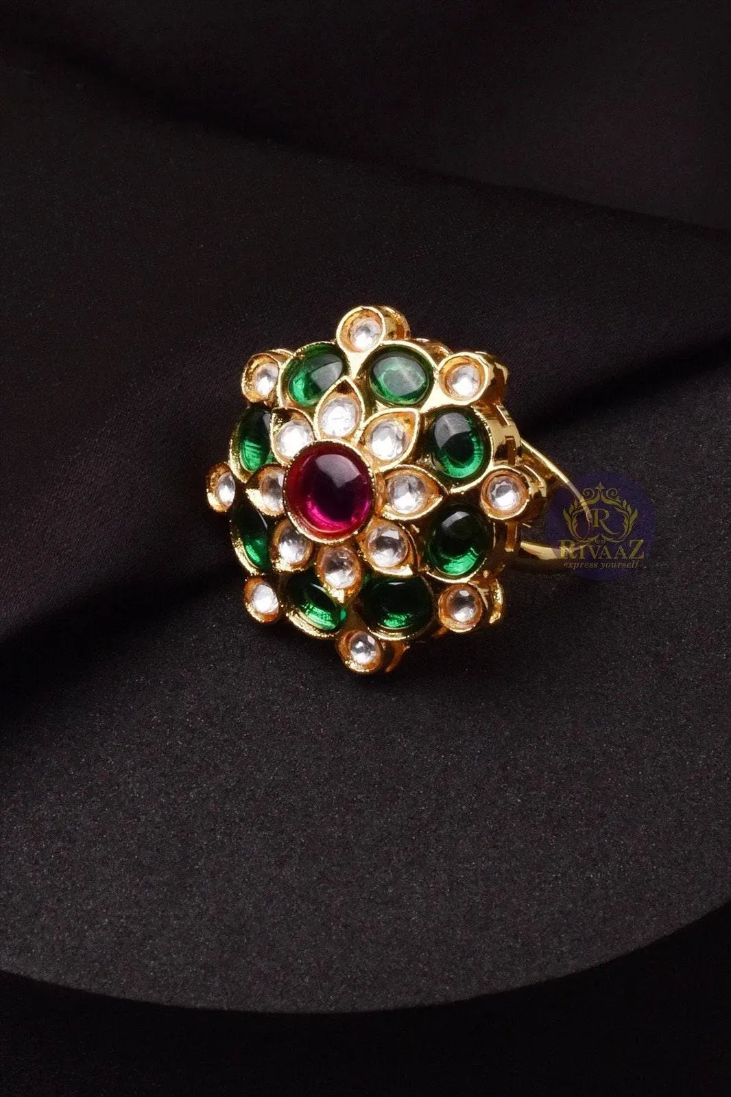 Ruby Green Polki Ring/ Indian Jewelry/ Indian Kundan Ring/ Indian wedding Jewelry/ Bollywood Jewelery/ Pakistani Jewelry