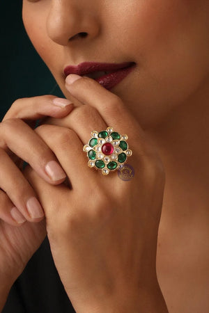 Ruby Green Polki Ring