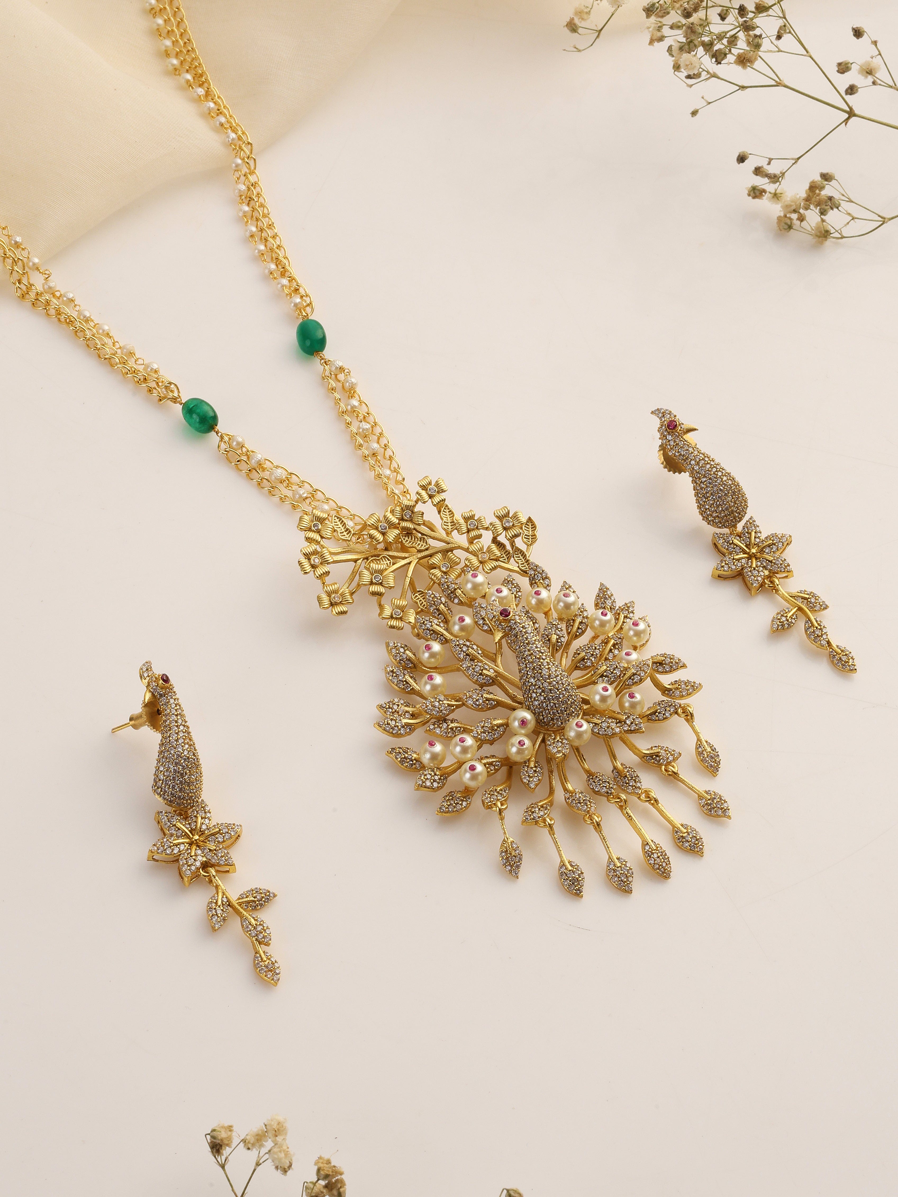 Royal Plumage Peacock Necklace Set