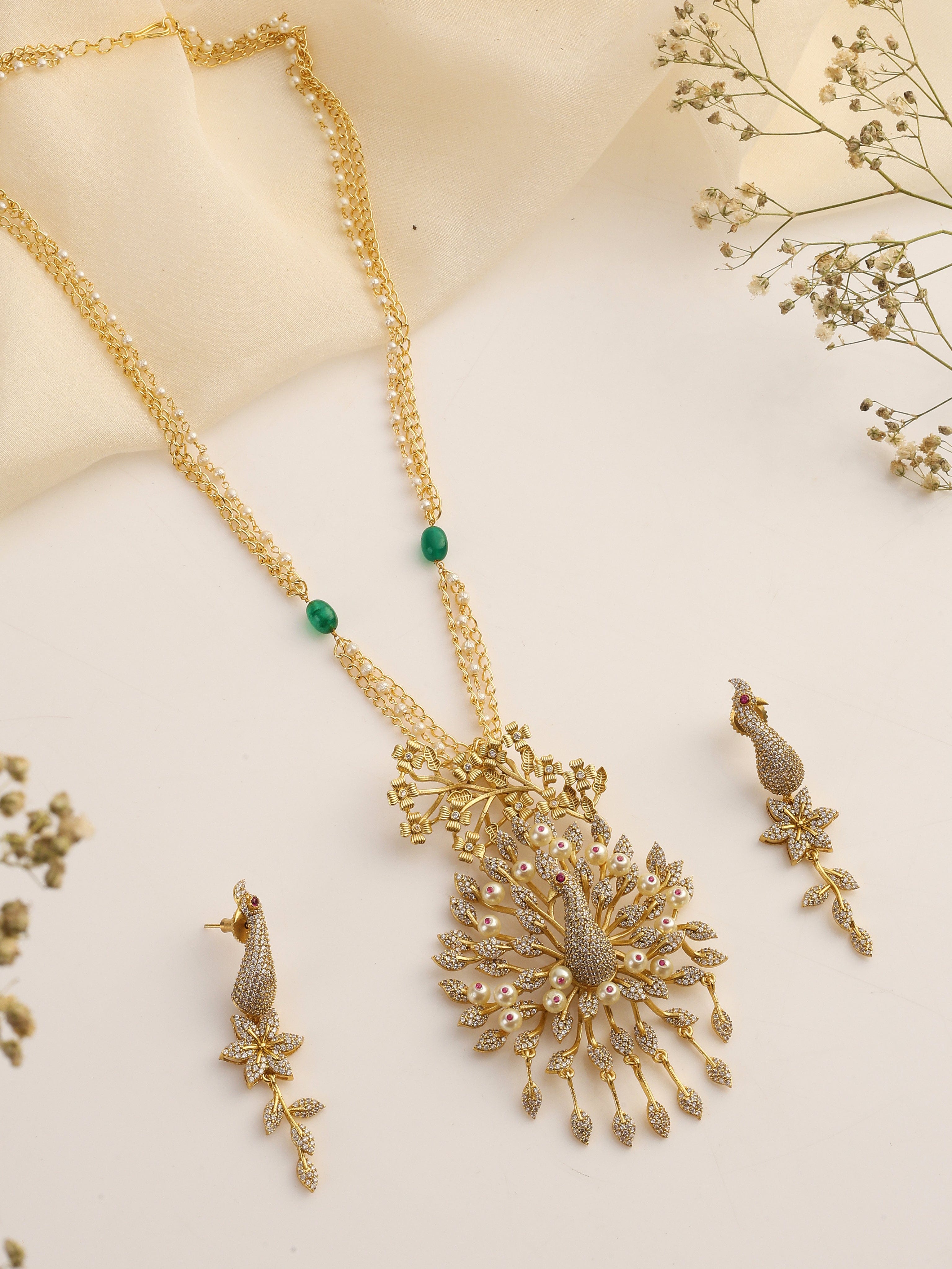 Royal Plumage Peacock Necklace Set
