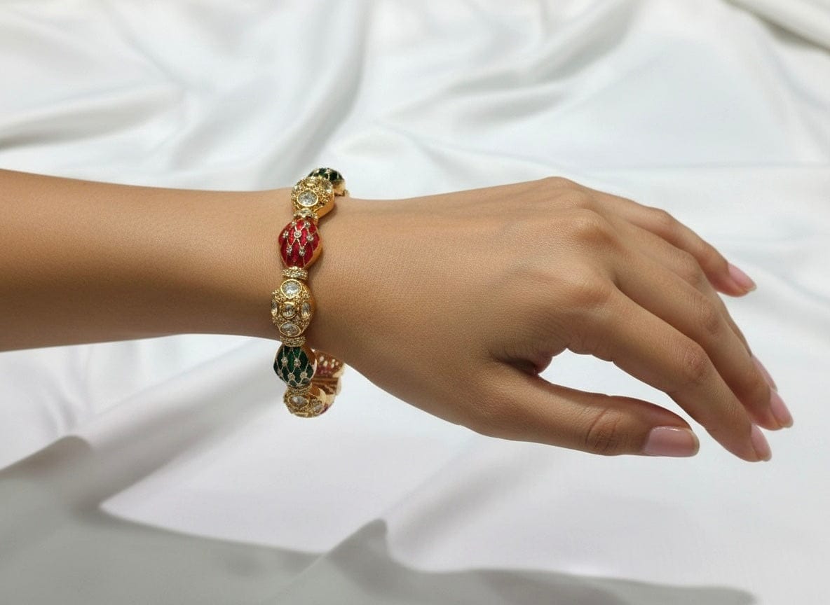 Ruby Green Fine Kundan Bangle Pair