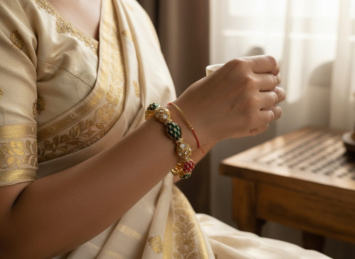 Ruby Green Fine Kundan Bangle Pair