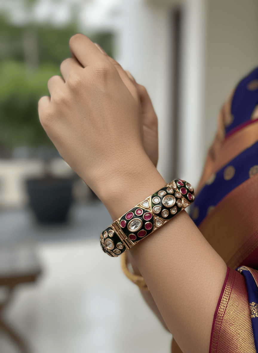 Ruby Green Uncut Polki Kadas