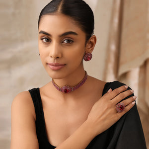 Ruby Royale Choker Set with Ring