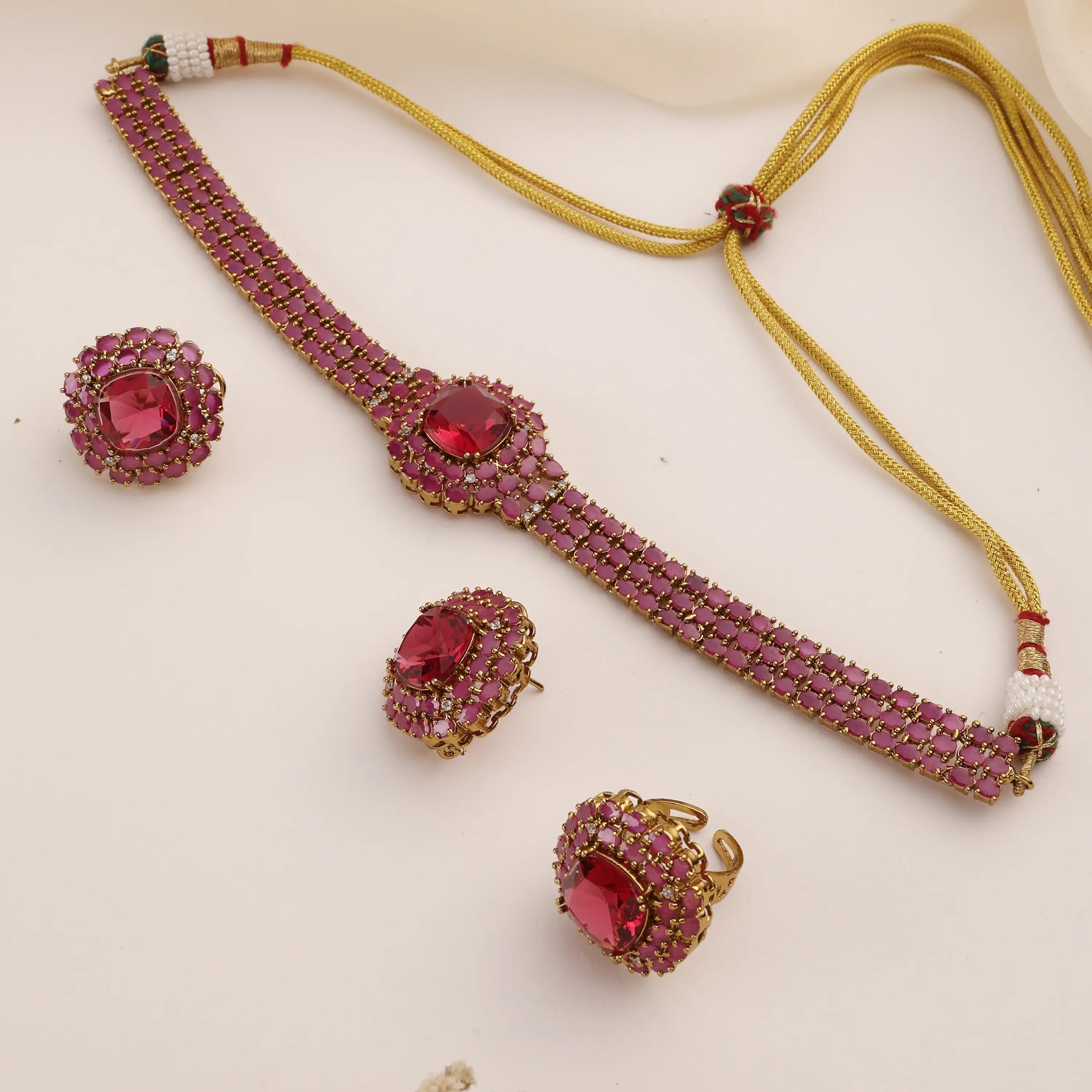 Ruby Royale Choker Set with Ring