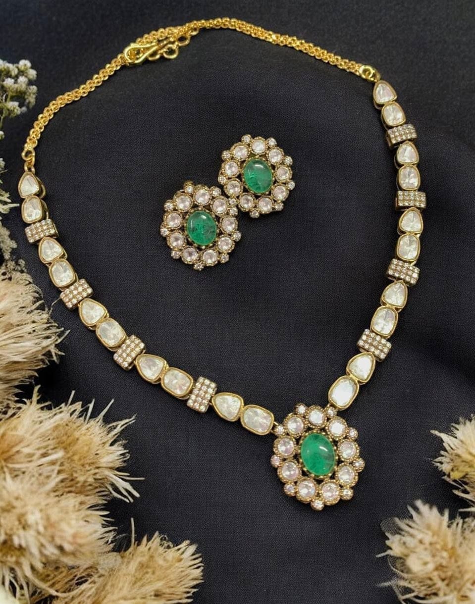 Ruhani Mint Kundan Necklace Set