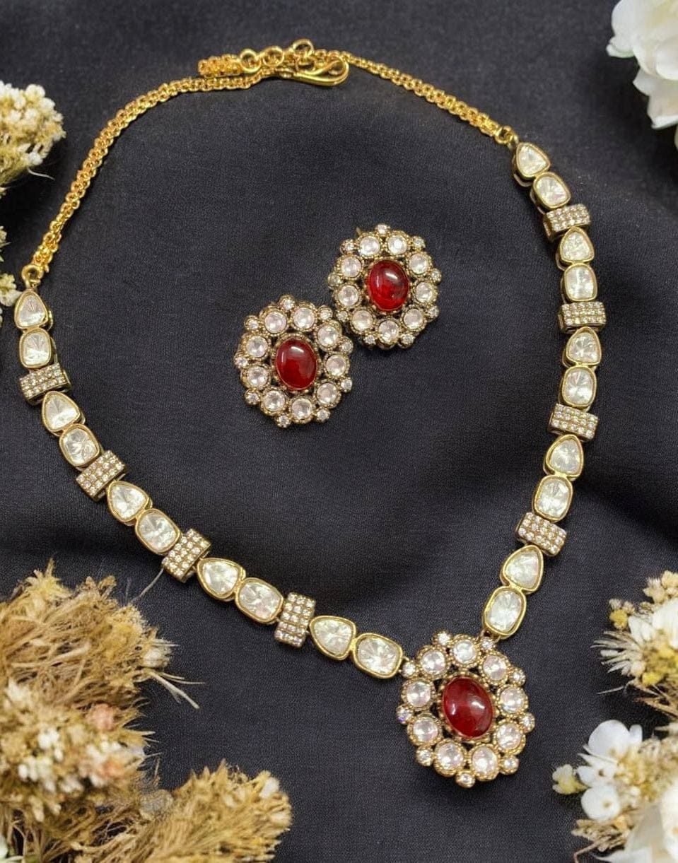 Ruhani Ruby Kundan Necklace Set