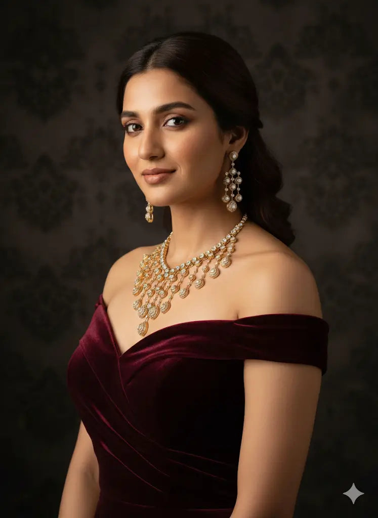 Serayah Uncut Mosonite Cascade Necklace Set