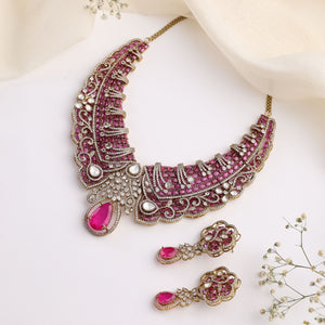 Serena Ruby Necklace Set with Earrings