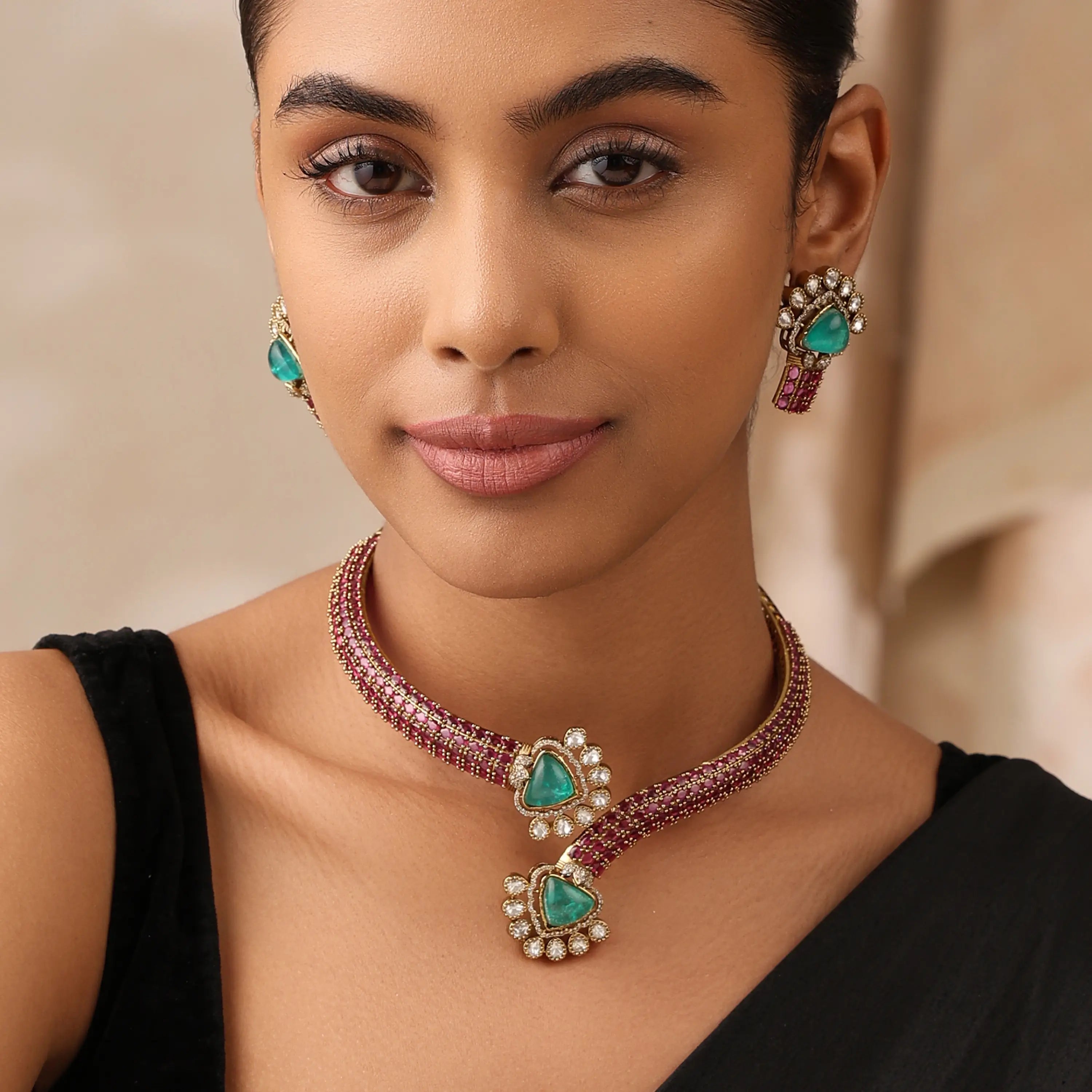 Sharika Ruby Mint Hasli Set