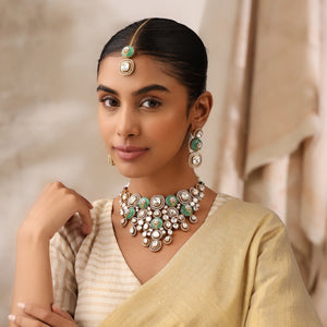 Veyra Kundan Mint Statement Necklace Set