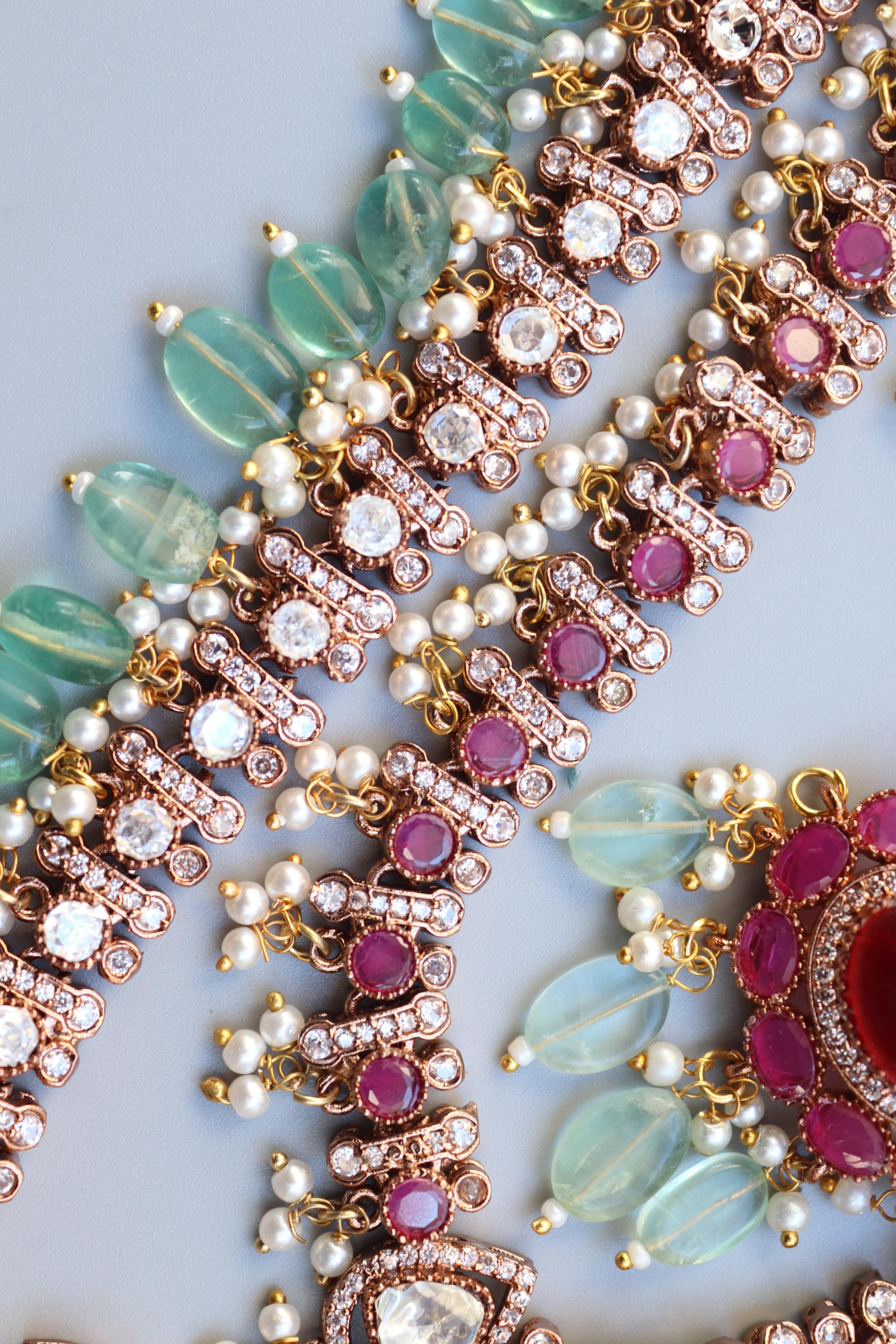 Shop Zara Mint Ruby Long Victorian Set | My Rivaaz – MyRivaaz