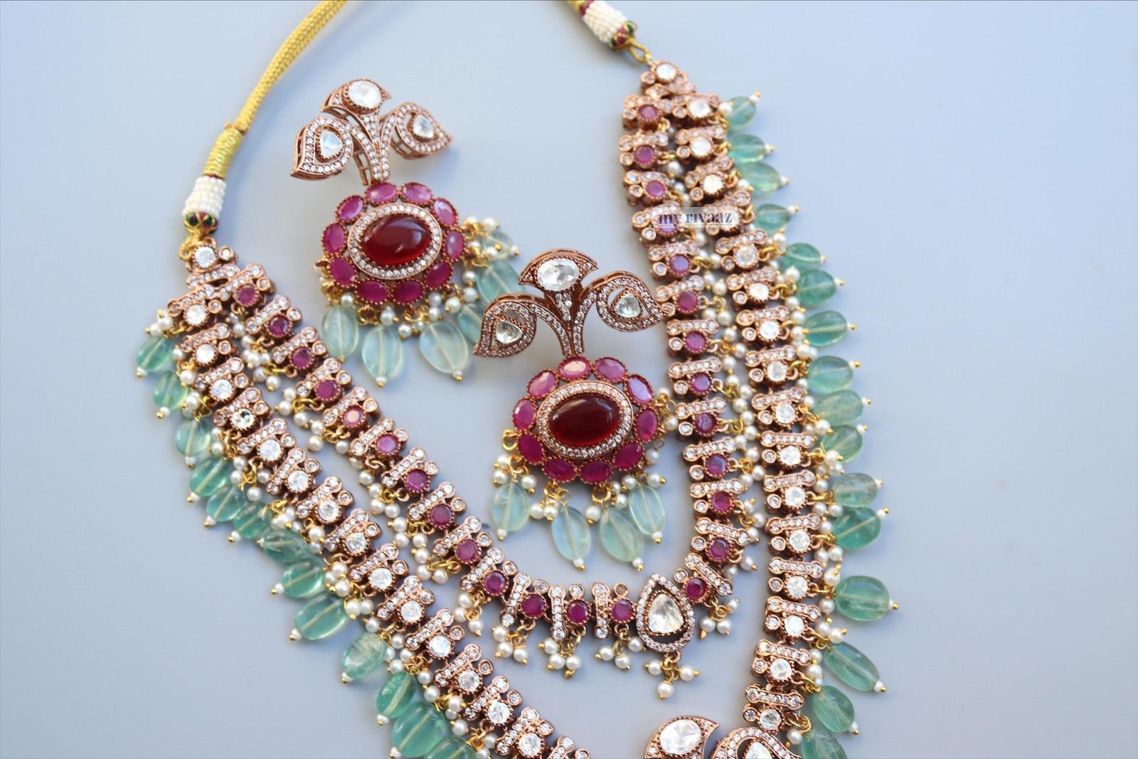 Zara Mint Ruby Long Victorian Set