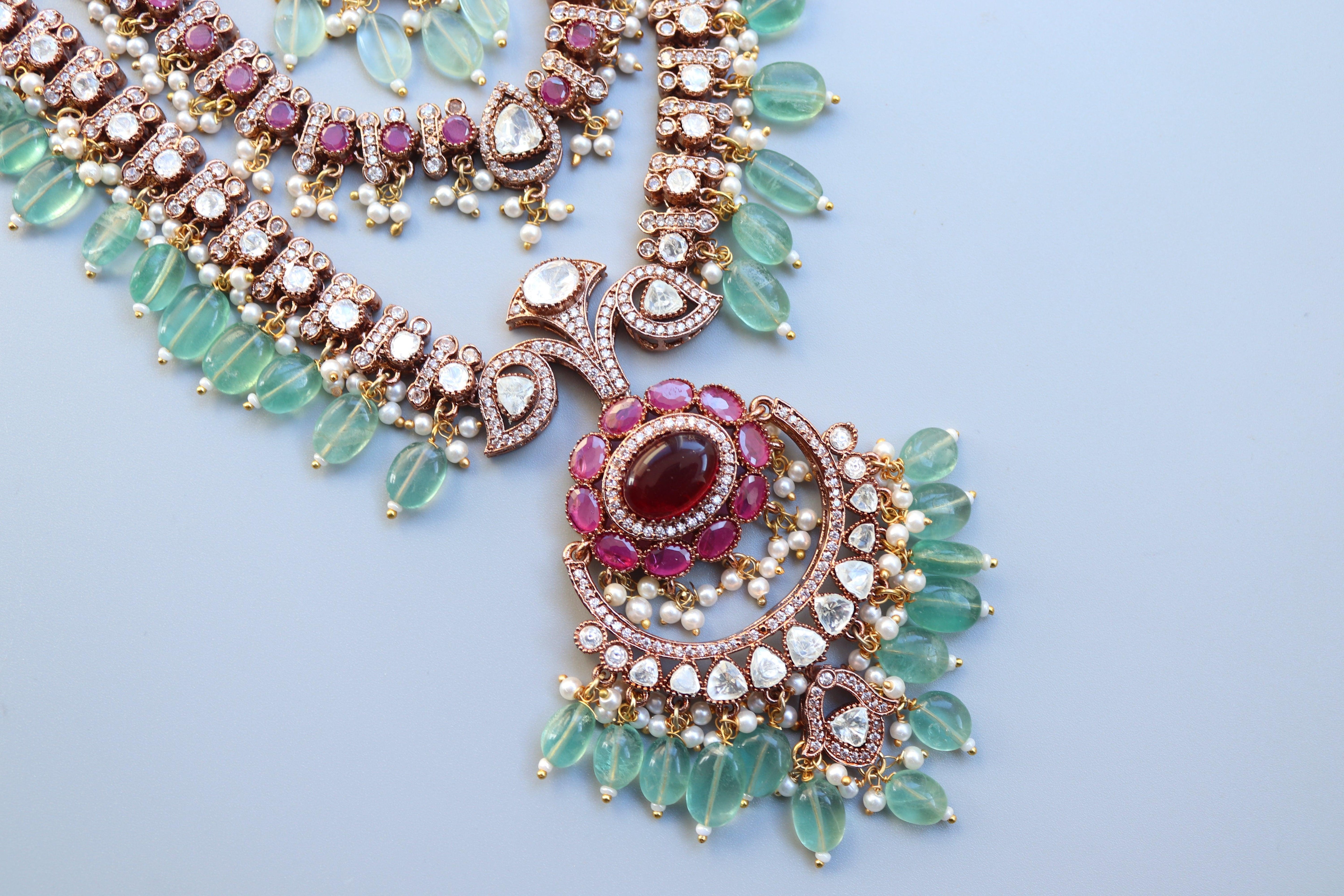 Zara Mint Ruby Long Victorian Set