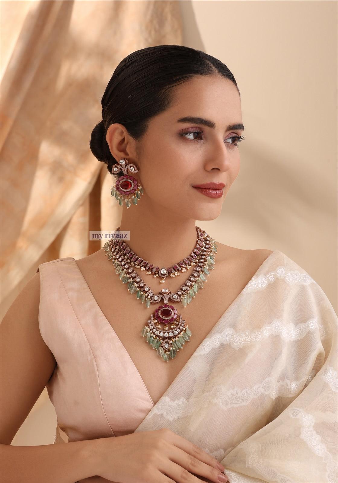 Shop Zara Mint Ruby Long Victorian Set | My Rivaaz – MyRivaaz