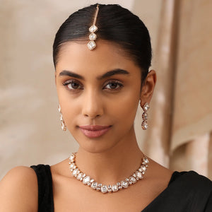 Zareen Noor Uncut Mozonite Necklace Set